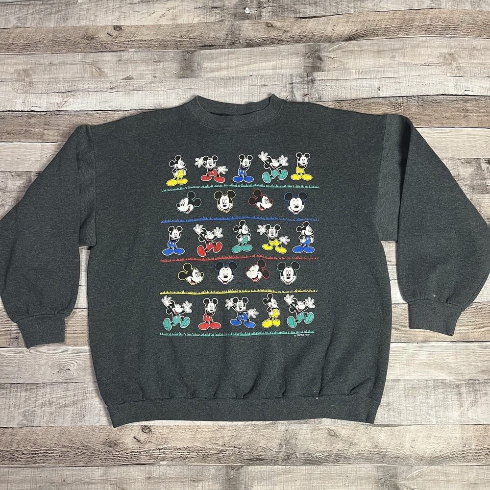 Disney Sweatshirt Size XL Gray Vintage 90s Mickey Mouse Jerry Leigh
